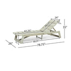 Chaise longue Maki en bois d'acacia gris et métal, réglable, mobilier de patio extérieur 78 pouces
