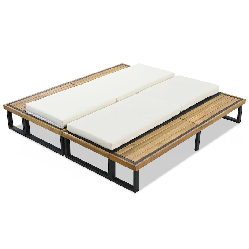 Ensemble de 2 chaises longues d'extérieur