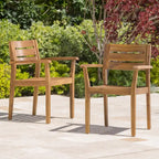 Ensemble de 2 chaises de salle à manger de patio en bois d'acacia