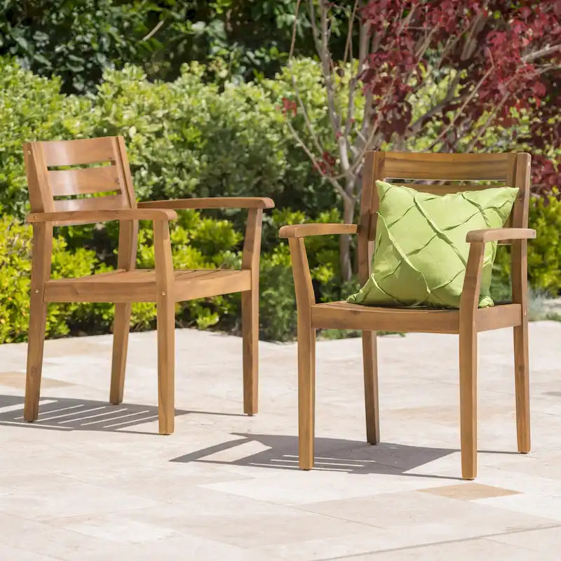 Ensemble de 2 chaises de salle à manger de patio en bois d'acacia