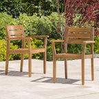 Ensemble de 2 chaises de salle à manger de patio en bois d'acacia