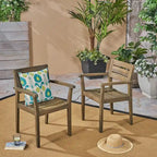 Ensemble de 2 chaises de salle à manger de patio en bois d'acacia