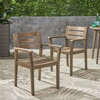 Ensemble de 2 chaises de salle à manger de patio en bois d'acacia