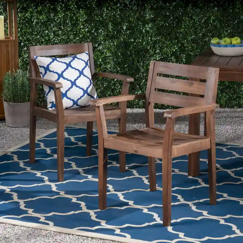 Ensemble de 2 chaises de salle à manger de patio en bois d'acacia