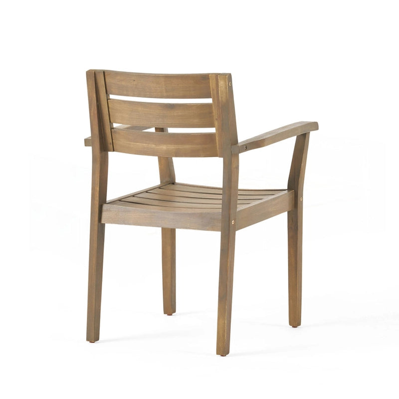 Ensemble de 2 chaises de salle à manger de patio en bois d'acacia