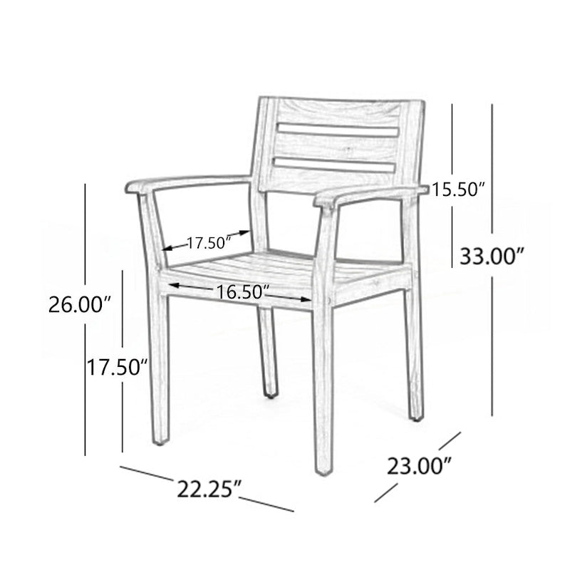 Ensemble de 2 chaises de salle à manger de patio en bois d'acacia