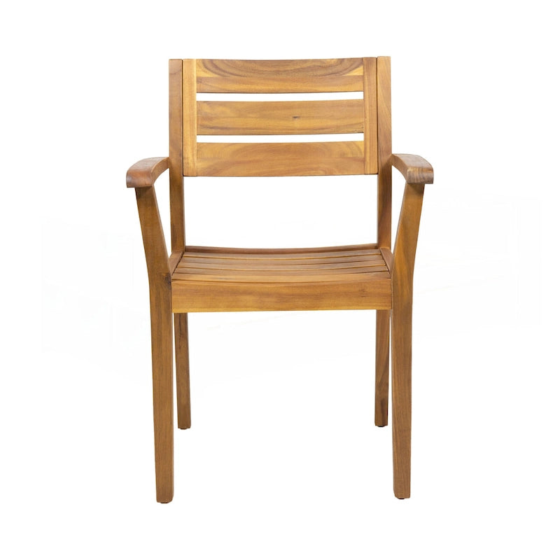 Ensemble de 2 chaises de salle à manger de patio en bois d'acacia