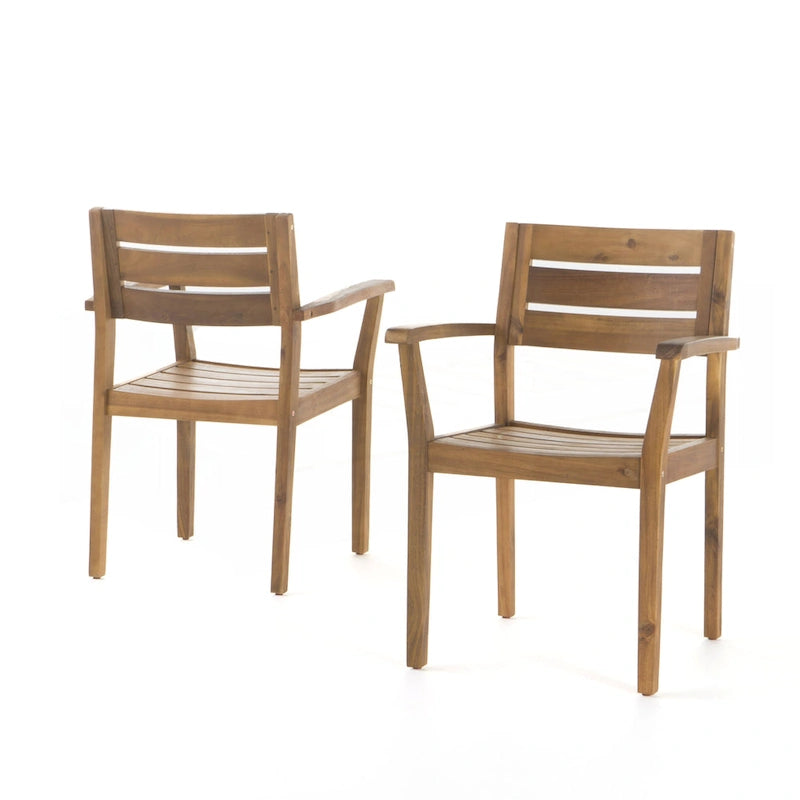 Ensemble de 2 chaises de salle à manger de patio en bois d'acacia