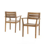 Ensemble de 2 chaises de salle à manger de patio en bois d'acacia