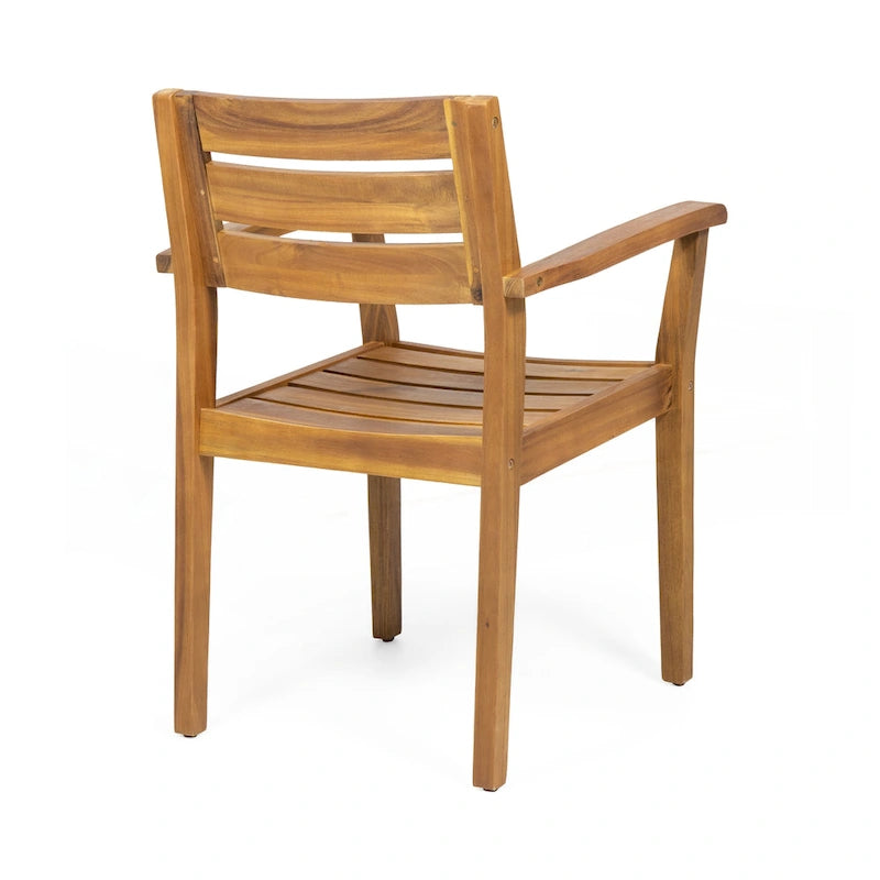 Ensemble de 2 chaises de salle à manger de patio en bois d'acacia