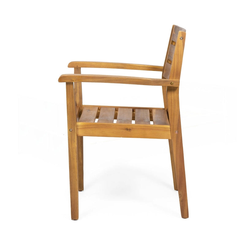 Ensemble de 2 chaises de salle à manger de patio en bois d'acacia