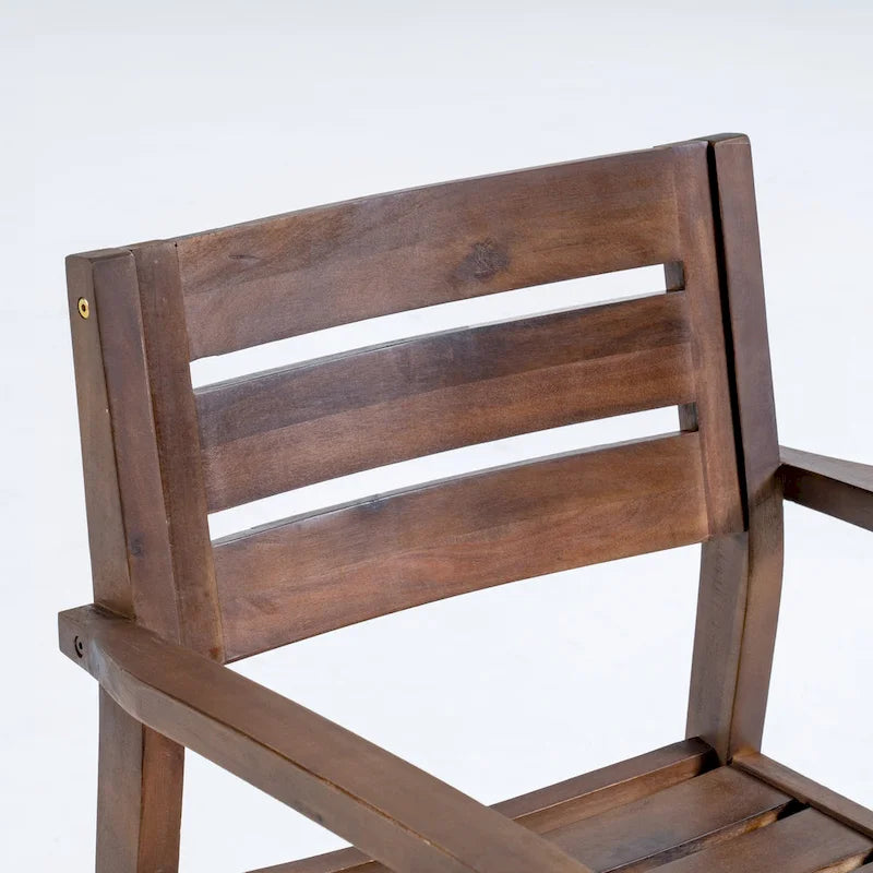 Ensemble de 2 chaises de salle à manger de patio en bois d'acacia