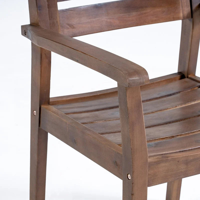 Ensemble de 2 chaises de salle à manger de patio en bois d'acacia