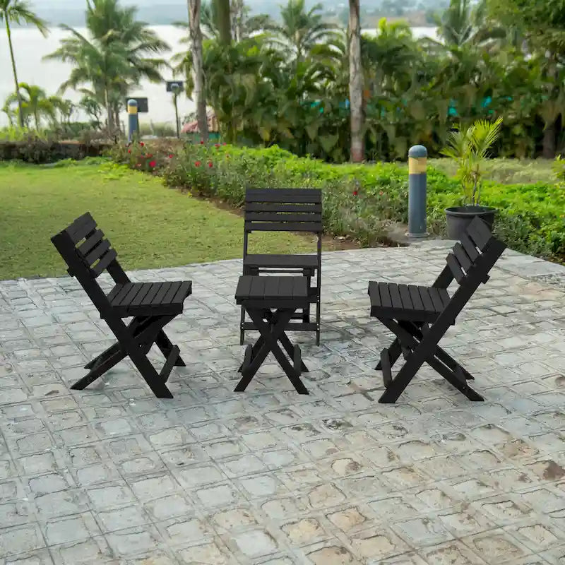 Table de bistrot pliante d'extérieur San Juan, entièrement assemblée et résistante aux intempéries, en PEHD recyclé