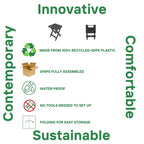 Table de bistrot pliante d'extérieur San Juan, entièrement assemblée et résistante aux intempéries, en PEHD recyclé