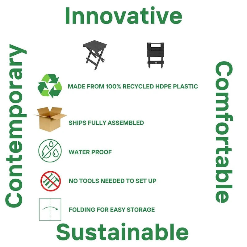 Table de bistrot pliante d'extérieur San Juan, entièrement assemblée et résistante aux intempéries, en PEHD recyclé