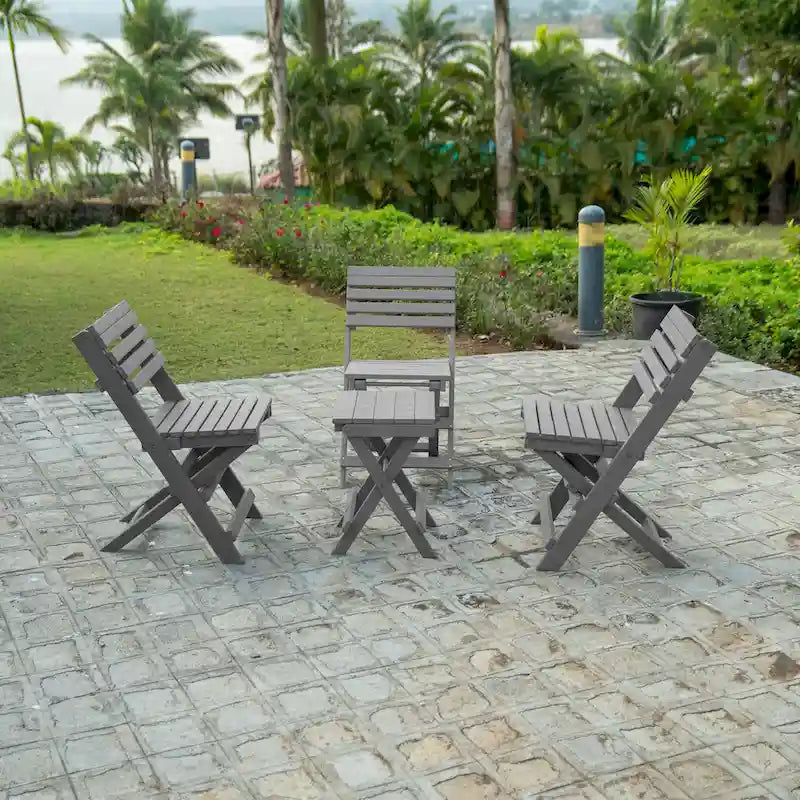 Table de bistrot pliante d'extérieur San Juan, entièrement assemblée et résistante aux intempéries, en PEHD recyclé