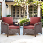 High Back Outdoor Patio Chairs Red Cushion