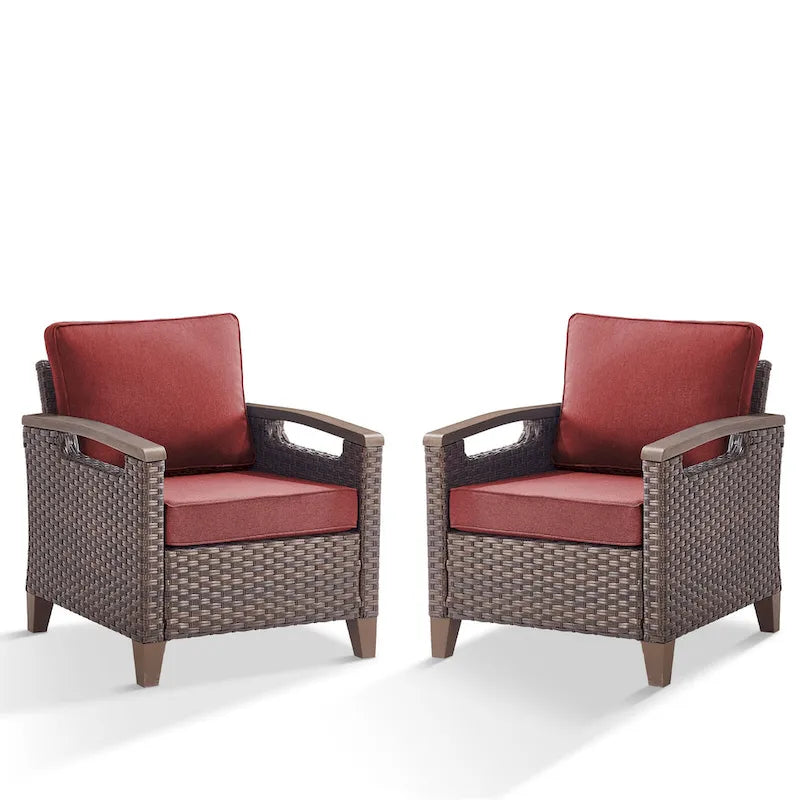 Chaises de patio d'extérieur à dossier haut avec coussin rouge