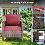 Chaises de patio d'extérieur à dossier haut avec coussin rouge