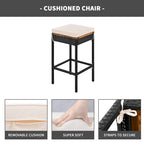 Ensemble de salle à manger d'extérieur pliable 5 pièces avec 4 tabourets rembourrés et table pliante en bois d'acacia