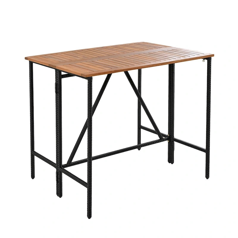 Ensemble de salle à manger d'extérieur pliable 5 pièces avec 4 tabourets rembourrés et table pliante en bois d'acacia
