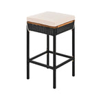 Ensemble de salle à manger d'extérieur pliable 5 pièces avec 4 tabourets rembourrés et table pliante en bois d'acacia