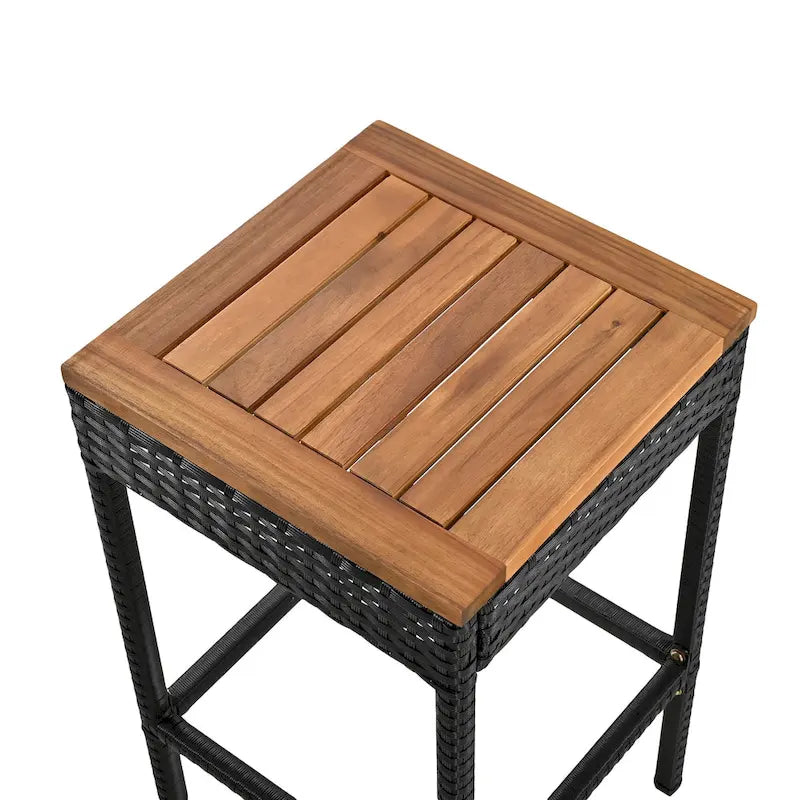Ensemble de salle à manger d'extérieur pliable 5 pièces avec 4 tabourets rembourrés et table pliante en bois d'acacia