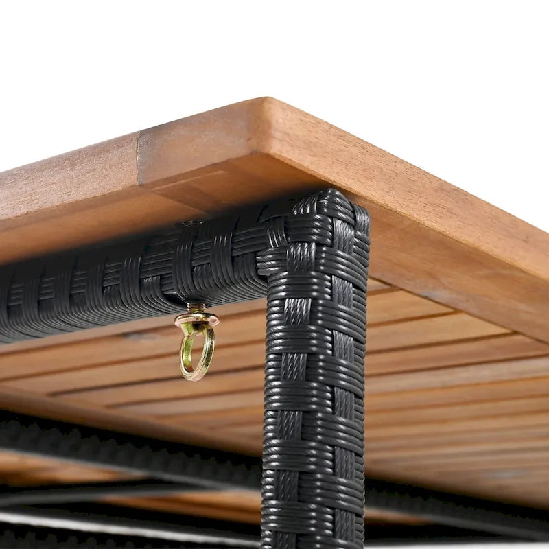 Ensemble de salle à manger d'extérieur pliable 5 pièces avec 4 tabourets rembourrés et table pliante en bois d'acacia