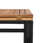 Ensemble de salle à manger d'extérieur pliable 5 pièces avec 4 tabourets rembourrés et table pliante en bois d'acacia