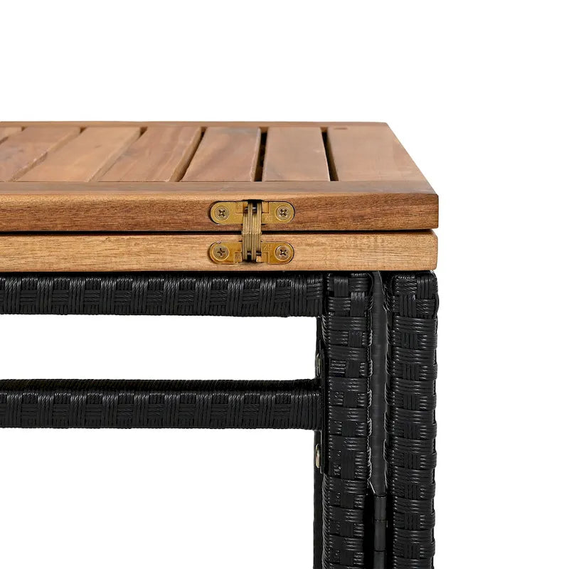 Ensemble de salle à manger d'extérieur pliable 5 pièces avec 4 tabourets rembourrés et table pliante en bois d'acacia