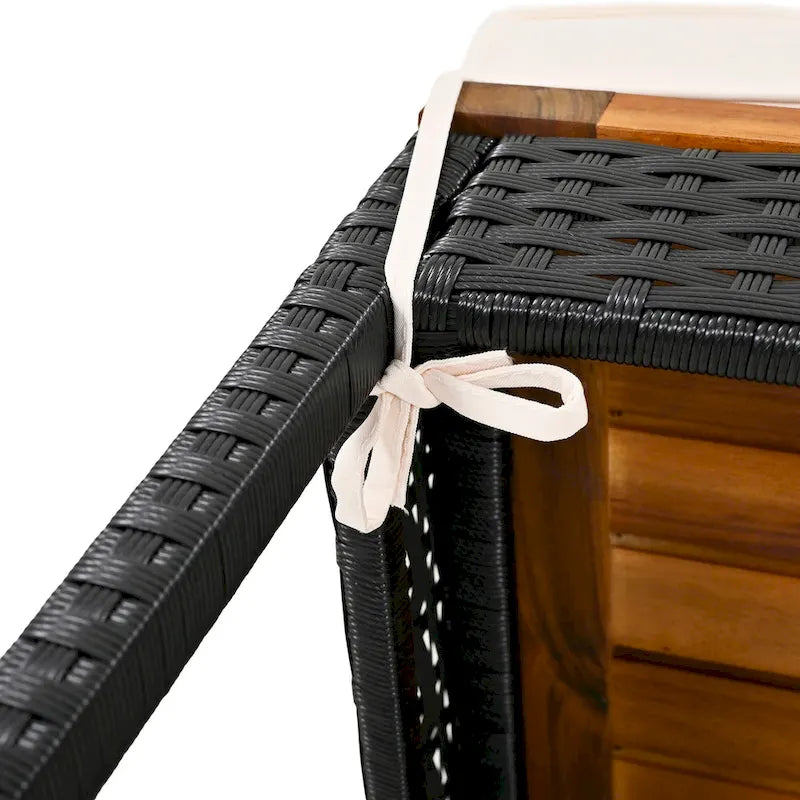 Ensemble de salle à manger d'extérieur pliable 5 pièces avec 4 tabourets rembourrés et table pliante en bois d'acacia