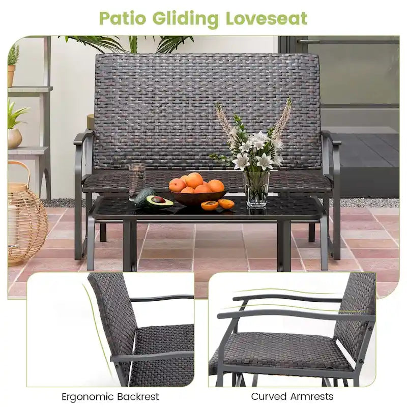 Balancelle d'extérieur Costway pour 2 personnes avec assise en mousse à séchage rapide - Voir les détails