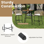 Ensemble de bar de patio Costway 3 pièces en corde tressée avec coussins moelleux et acacia - Voir les détails