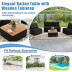 Ensemble de mobilier de jardin Costway 5 pièces avec coussins d'assise et de dossier en acacia - Voir les détails