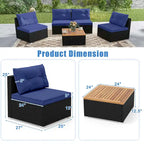 Ensemble de mobilier de jardin Costway 5 pièces avec coussins d'assise et de dossier en acacia - Voir les détails