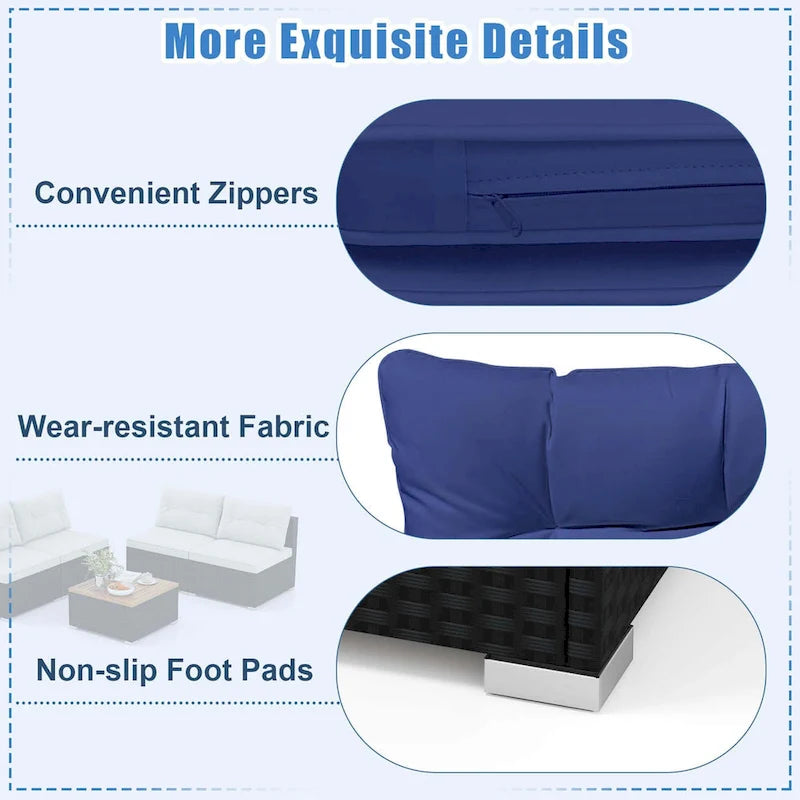 Ensemble de mobilier de jardin Costway 5 pièces avec coussins d'assise et de dossier en acacia - Voir les détails