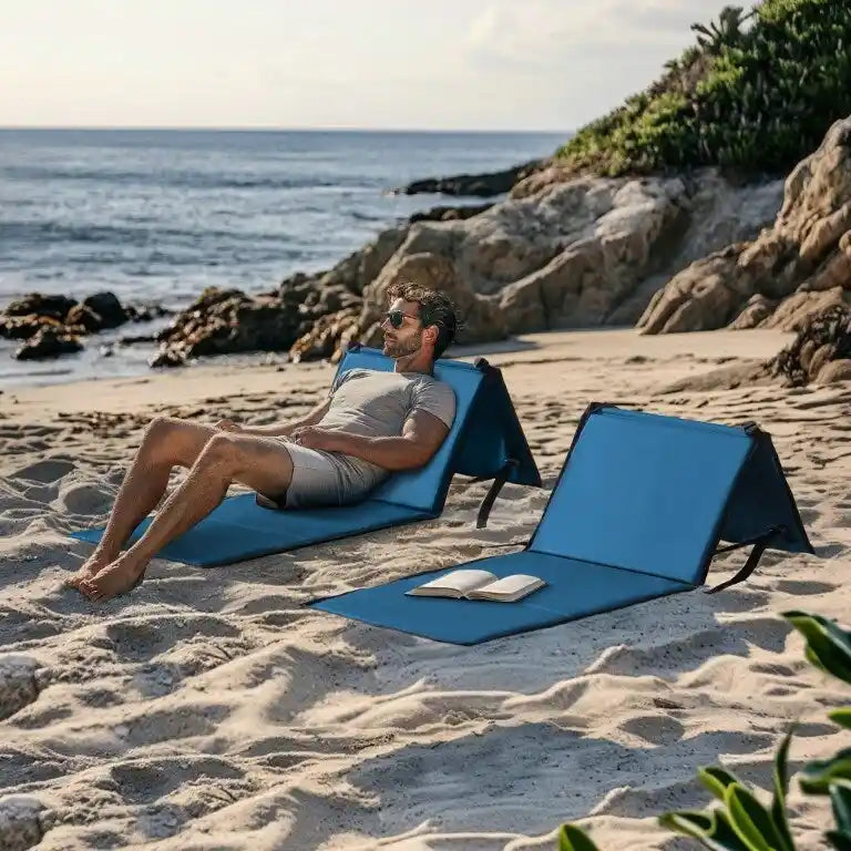 Lot de 2 chaises de plage pliantes et légères Sunjoy, idéales pour le camping et les voyages.