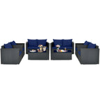 Costway 8 PCS Patio Rattan Furniture Set Cushioned Sofa Chair Coffee - See Details