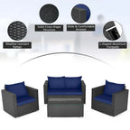 Ensemble de mobilier de jardin en rotin Costway 8 pièces, canapé et fauteuil rembourrés couleur café - Voir les détails