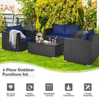 Ensemble de mobilier de jardin en rotin Costway 8 pièces, canapé et fauteuil rembourrés couleur café - Voir les détails