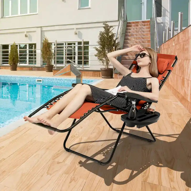 Fauteuil inclinable pliant zéro gravité Costway pour plage et terrasse - 1 pièce