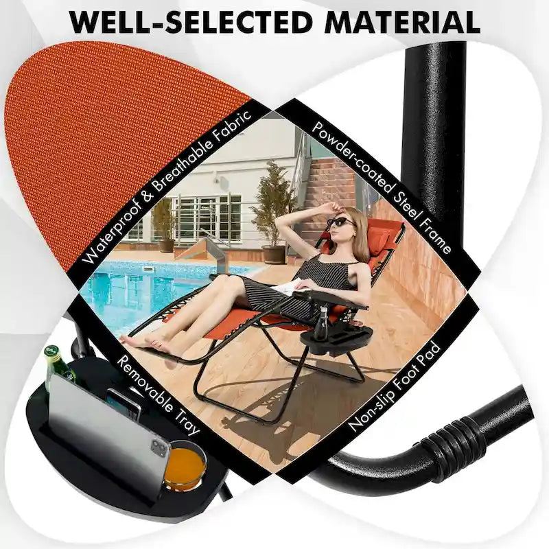 Fauteuil inclinable pliant zéro gravité Costway pour plage et terrasse - 1 pièce