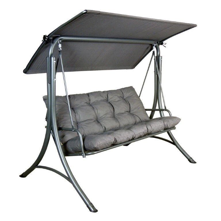 Balancelle de patio de luxe SUNJOY 3 places, structure en acier, coussins de canopée réglables