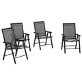 Ensemble de 4 chaises de jardin pliantes d'extérieur - Chaises de patio portables avec accoudoirs et tissu en maille pour le camping, la plage et le jardin