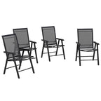 Ensemble de 4 chaises de jardin pliantes d'extérieur - Chaises de patio portables avec accoudoirs et tissu en maille pour le camping, la plage et le jardin