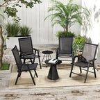 Ensemble de 4 chaises de jardin pliantes d'extérieur - Chaises de patio portables avec accoudoirs et tissu en maille pour le camping, la plage et le jardin