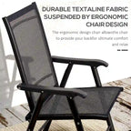 Ensemble de 4 chaises de jardin pliantes d'extérieur - Chaises de patio portables avec accoudoirs et tissu en maille pour le camping, la plage et le jardin