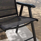 Ensemble de 4 chaises de jardin pliantes d'extérieur - Chaises de patio portables avec accoudoirs et tissu en maille pour le camping, la plage et le jardin
