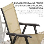 Ensemble de 4 chaises de jardin pliantes d'extérieur - Chaises de patio portables avec accoudoirs et tissu en maille pour le camping, la plage et le jardin